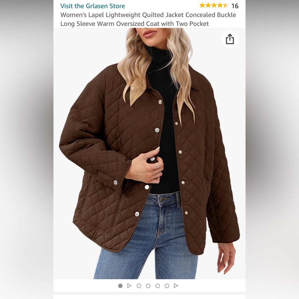 Women's Quilted Jacket Long Sleeve Warm Oversized Coat w/ Two Pocket